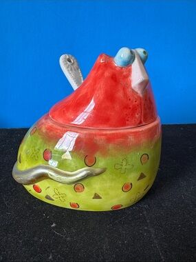 Studio Designworks Joy Cats Ceramic Cat Lidded Sugar Bowl Handpainted
